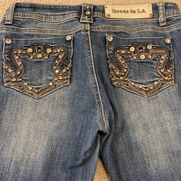 Grace in LA Denim - Grace in LA Sz 9/27” Gold, Silver, Crystal studded